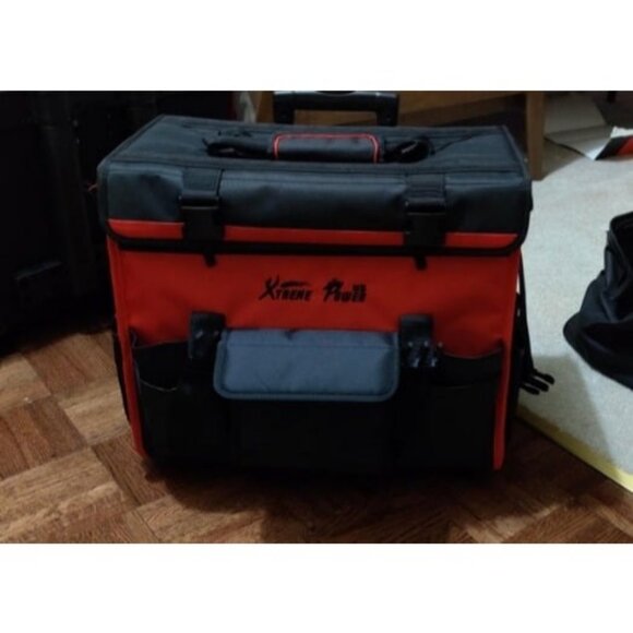 18" Rolling Tool Bag Adjustable Telescoping Handle Wide Storage Organizer - Picture 2 of 2
